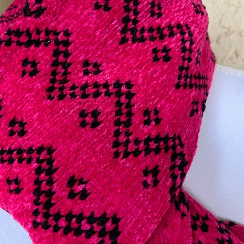 90s Vintage Long Scarf Pink Chenille